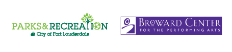 Sponsor banner with Parks and Recreation logo, Broward Center logo, and Stephens Distributing logo.