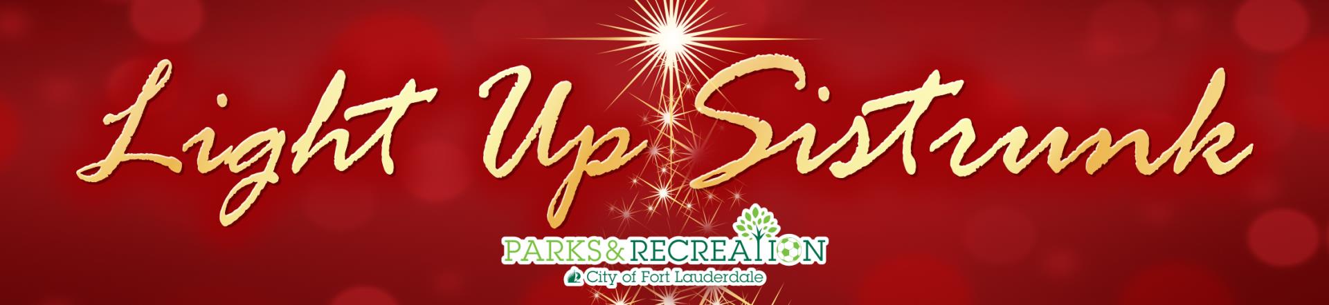 Light Up Sistrunk. Friday, December 1, 2023. 5 to 8 PM. Historic Sistrunk Boulevard. Photos of children and Santa, a singer, and a polar bear inflatable slide.